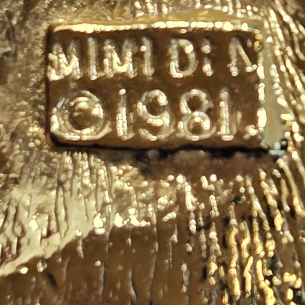 VINTAGE MIMI DI N TEXTURED GOLD TONE LEAF DOUBLE BELT BUCKLE - Picture 7 of 9